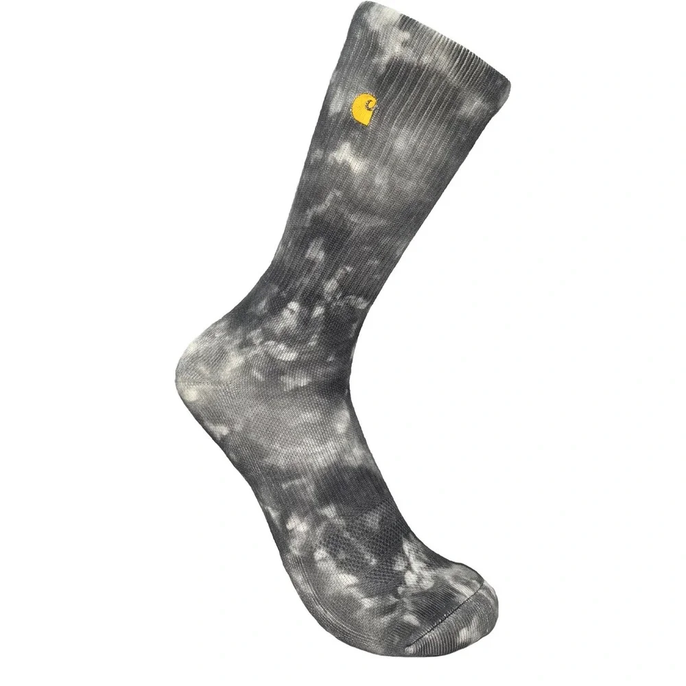 Carhartt Mens XL Tie Dye Crew Socks 2 Pair Khaki Grey Mens 12-14.5 Midweight NWT